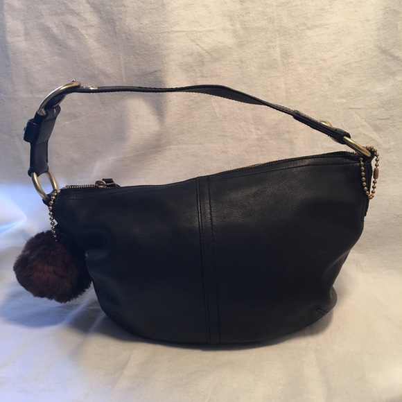 Coach Leather Hobo With Real Fur Pom - Picture 4 of 7